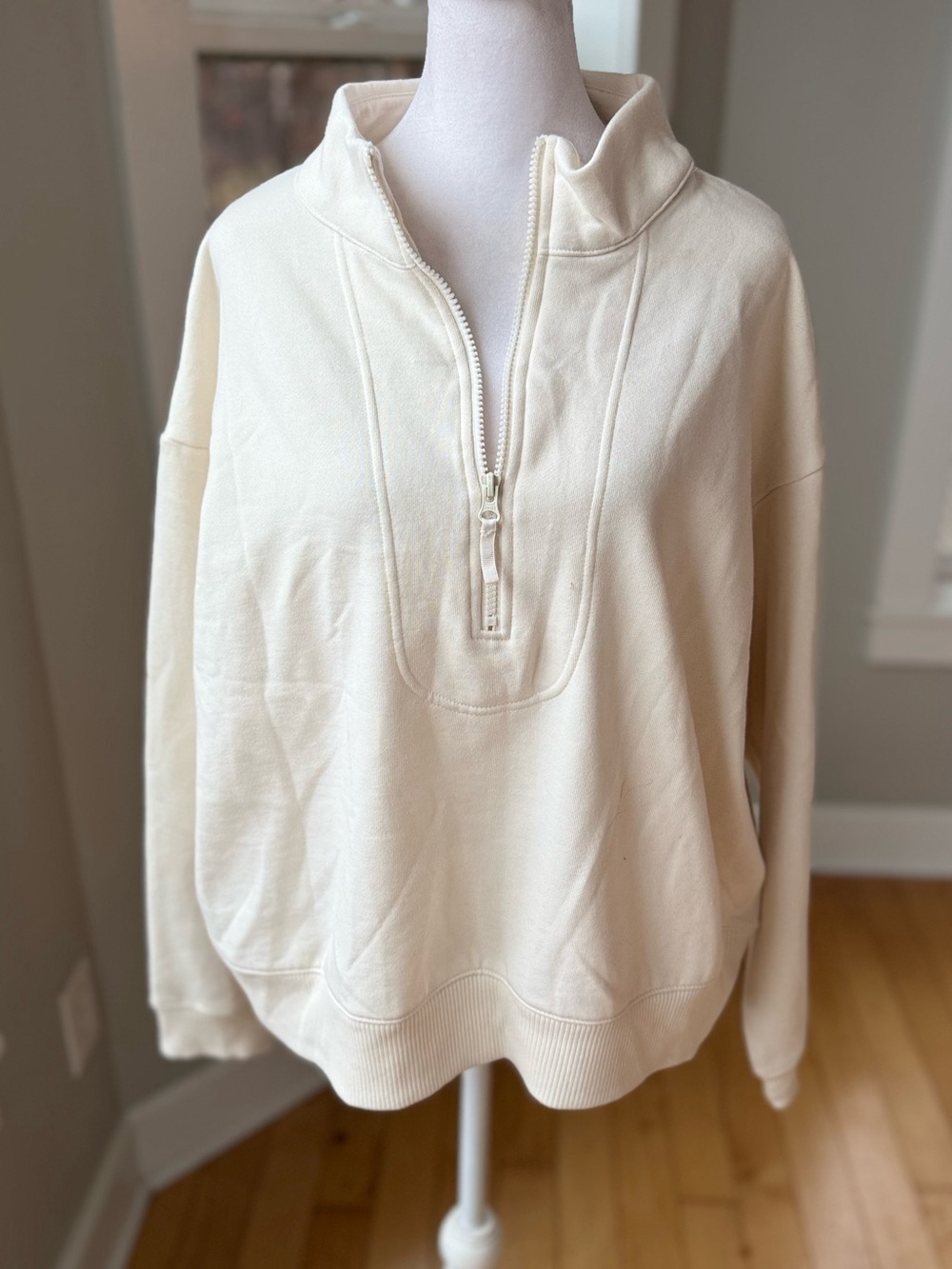 A New Day Ivory Cream Quarter-Zip Cowl Sweatshirt Sz XXL NEW